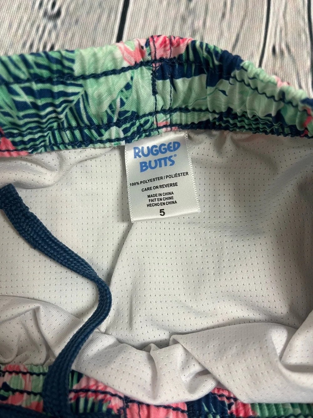 Rugged Butts flamingo swim trunks size 5